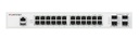 FS-124F-FPOE Layer 2 switch controller compatible PoE+ switch with 24x 1G RJ45 with PoE+ and 4x 10G/1G SFP+/SFP ports and 1x RJ45 console port. Max 370W PoE output limit with smart fan/temperature control.  